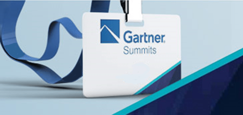 A badge with the words "Gartner Summits" on it