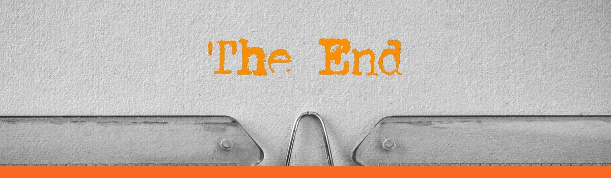 The words "The end" typed by a typewriter