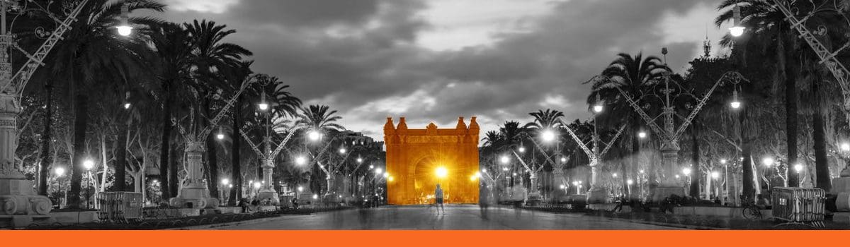 The Barcelona plaza at night